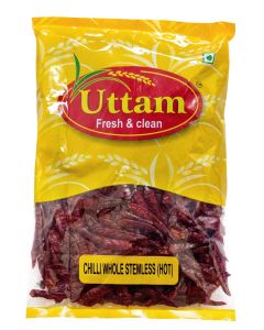 Uttam Chilli Whole Stemless (Hot) 500g
